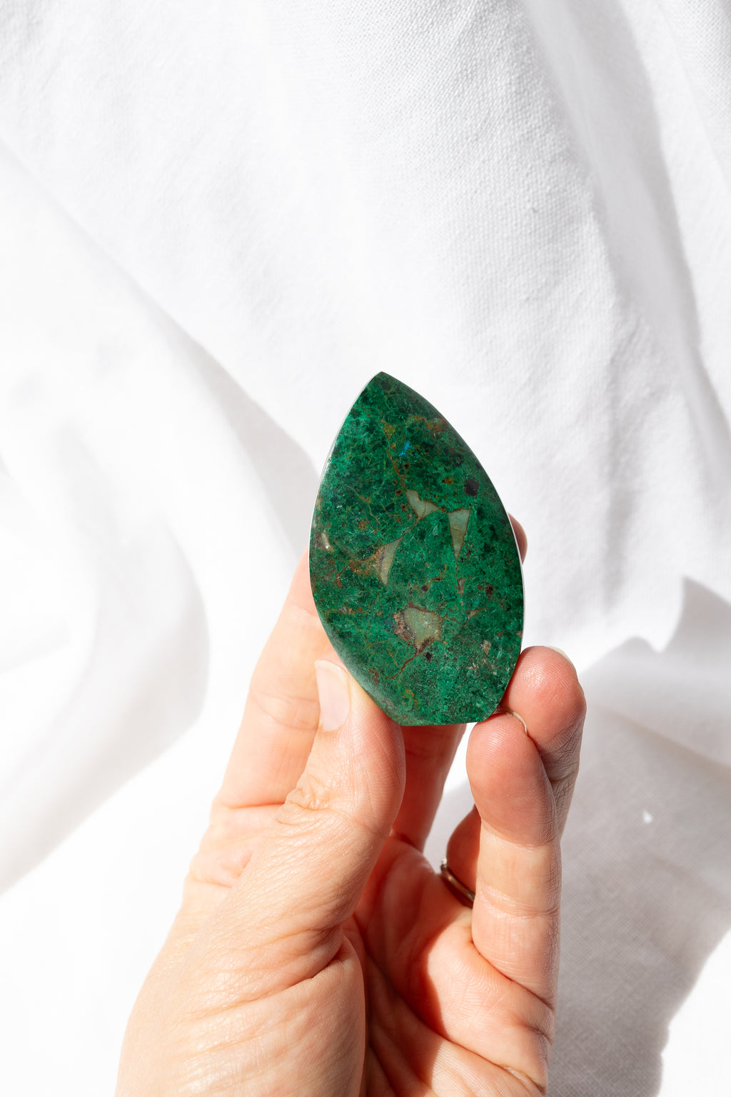 Chrysocolla Crystal Flame Carving #3 | Communication • Goddess Energy • Emotional Healing