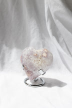 Pink Amethyst Flower Agate Heart + Stand | Self-Love • Growth • Divine Feminine