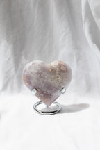 Pink Amethyst Flower Agate Heart + Stand | Self-Love • Growth • Divine Feminine