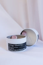 Loving Vibes Crystal Candle - Watermelon Lemonade Scented Coco-Soy Candle with Rose Quartz Crystal