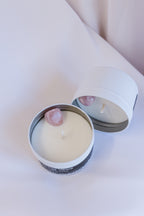 Loving Vibes Crystal Candle - Watermelon Lemonade Scented Coco-Soy Candle with Rose Quartz Crystal