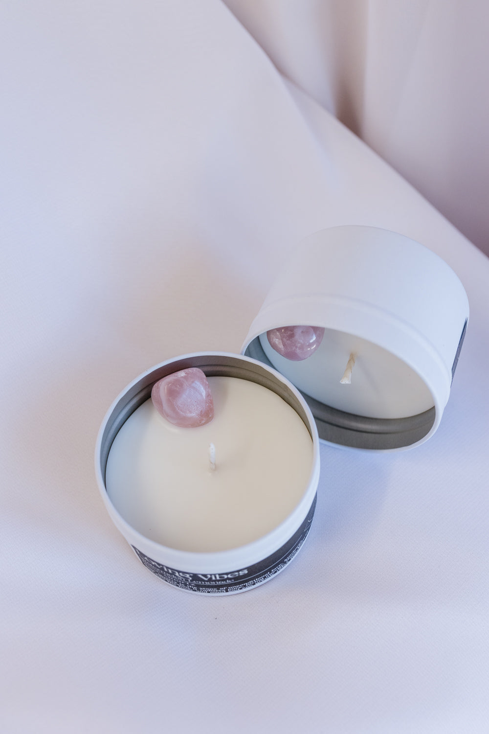 Loving Vibes Crystal Candle - Watermelon Lemonade Scented Coco-Soy Candle with Rose Quartz Crystal