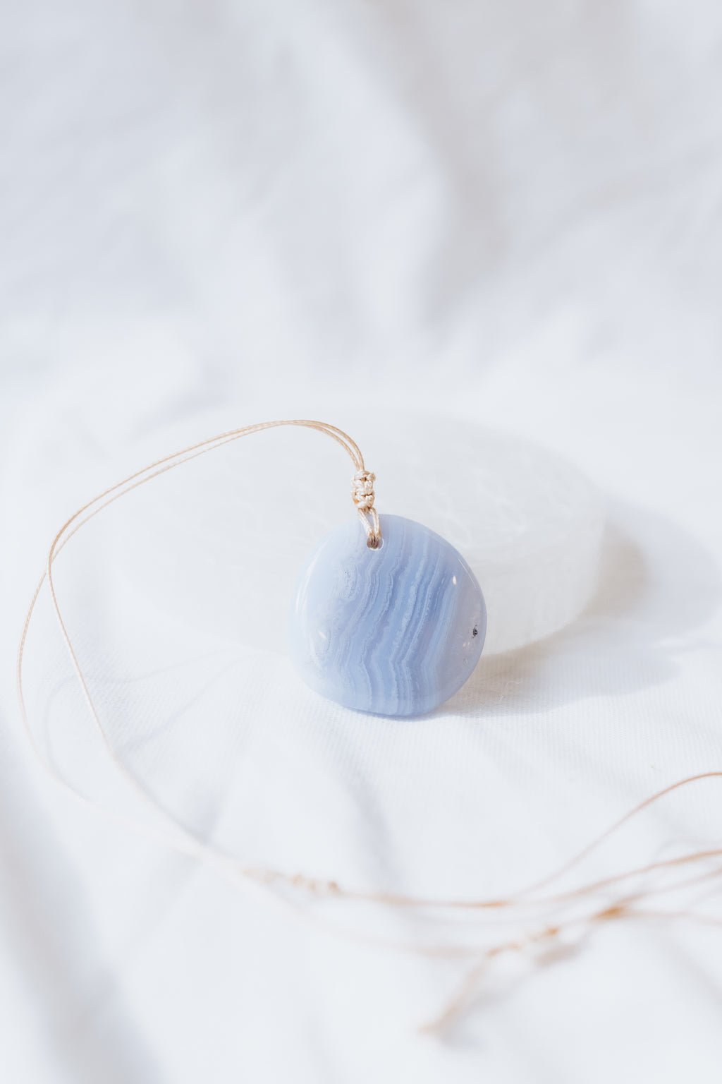 Blue Lace Crystal Pendant on adjustable cord | Peace • Communication • Harmony