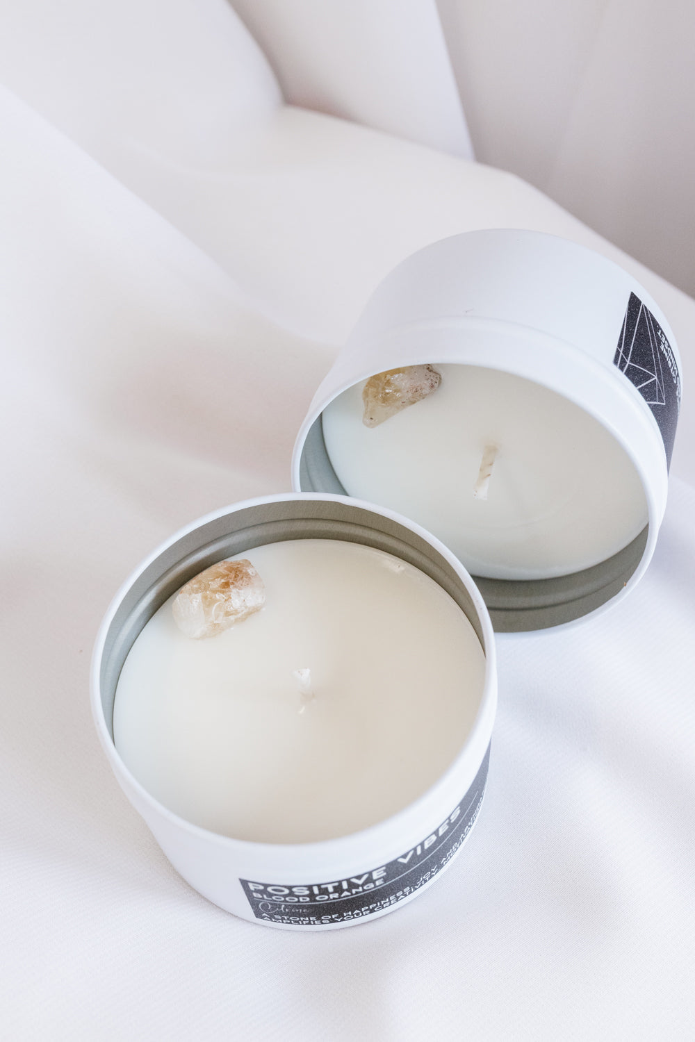 Positive Vibes Crystal Candle - Blood Orange Scented Coco-Soy Candle with Citrine Crystal