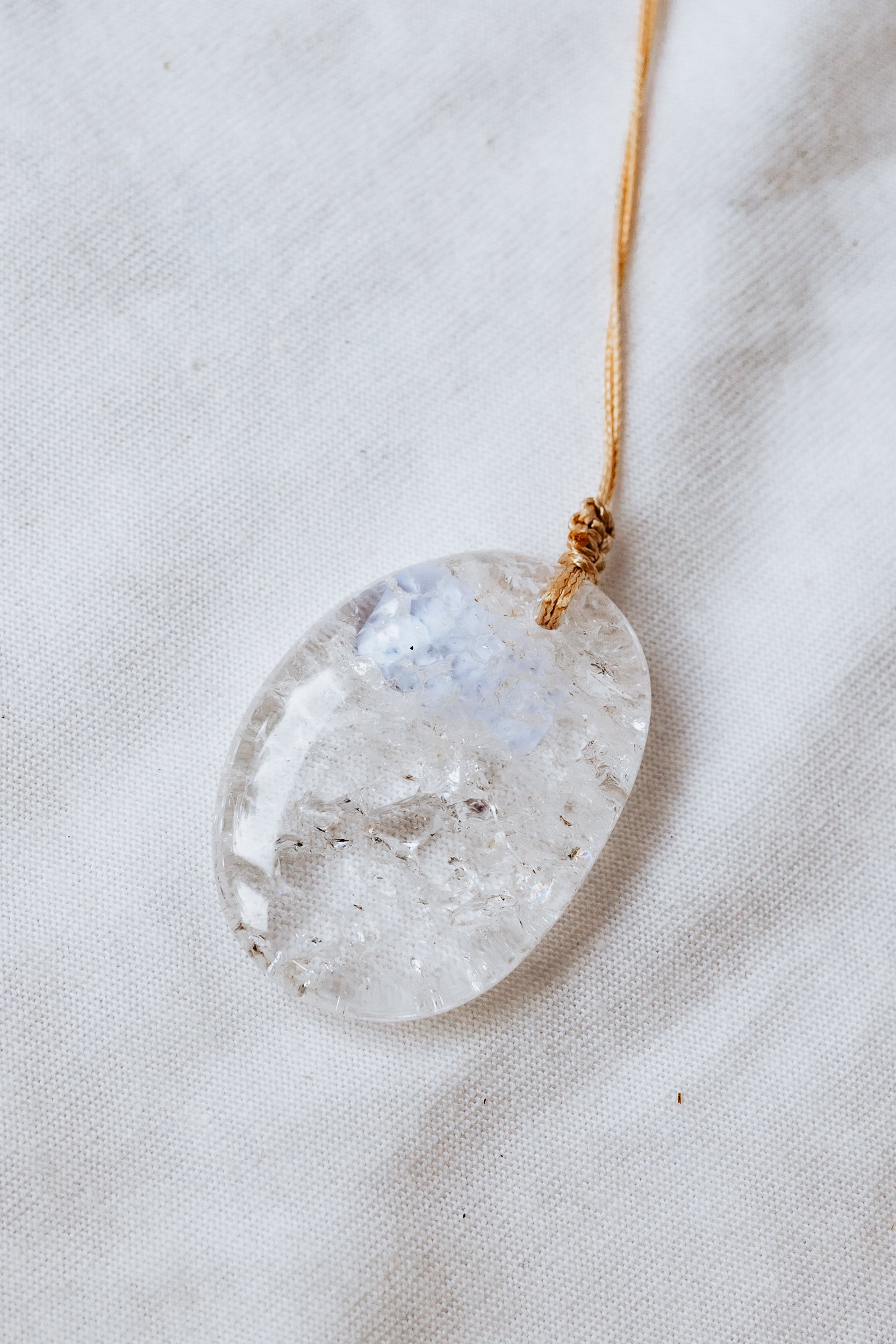 Crackle Quartz Crystal Pendant with adjustable cord |Transformation • Amplification • Resilience