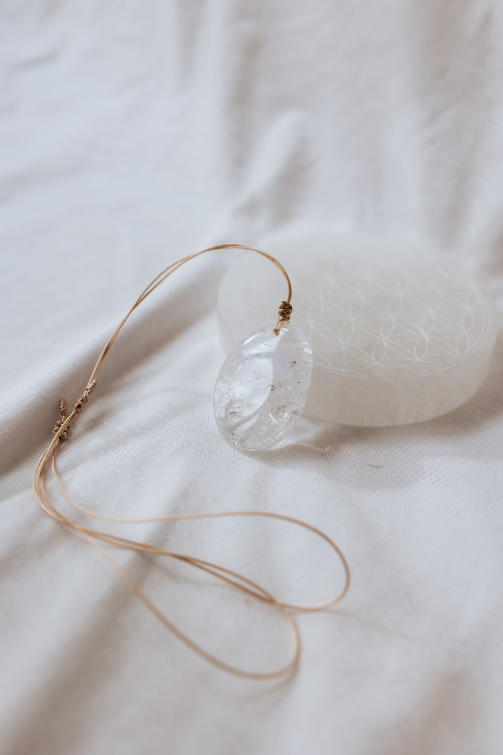 Crackle Quartz Crystal Pendant with adjustable cord |Transformation • Amplification • Resilience