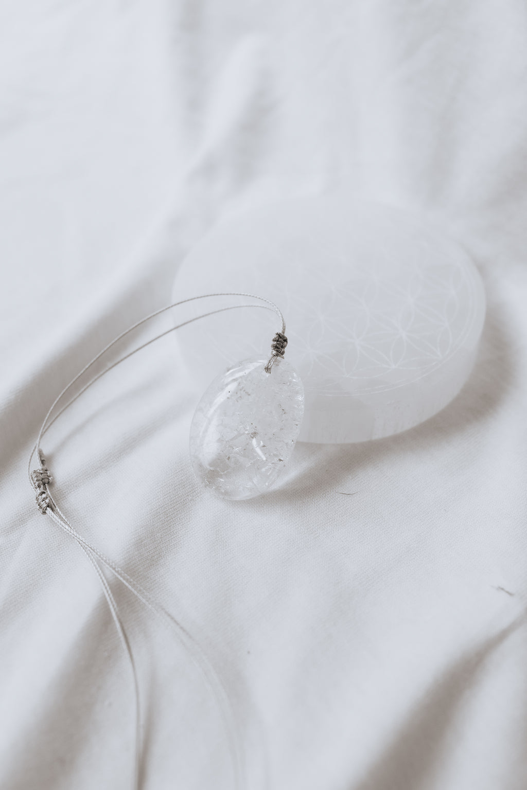Crackle Quartz Crystal Pendant with adjustable cord |Transformation • Amplification • Resilience