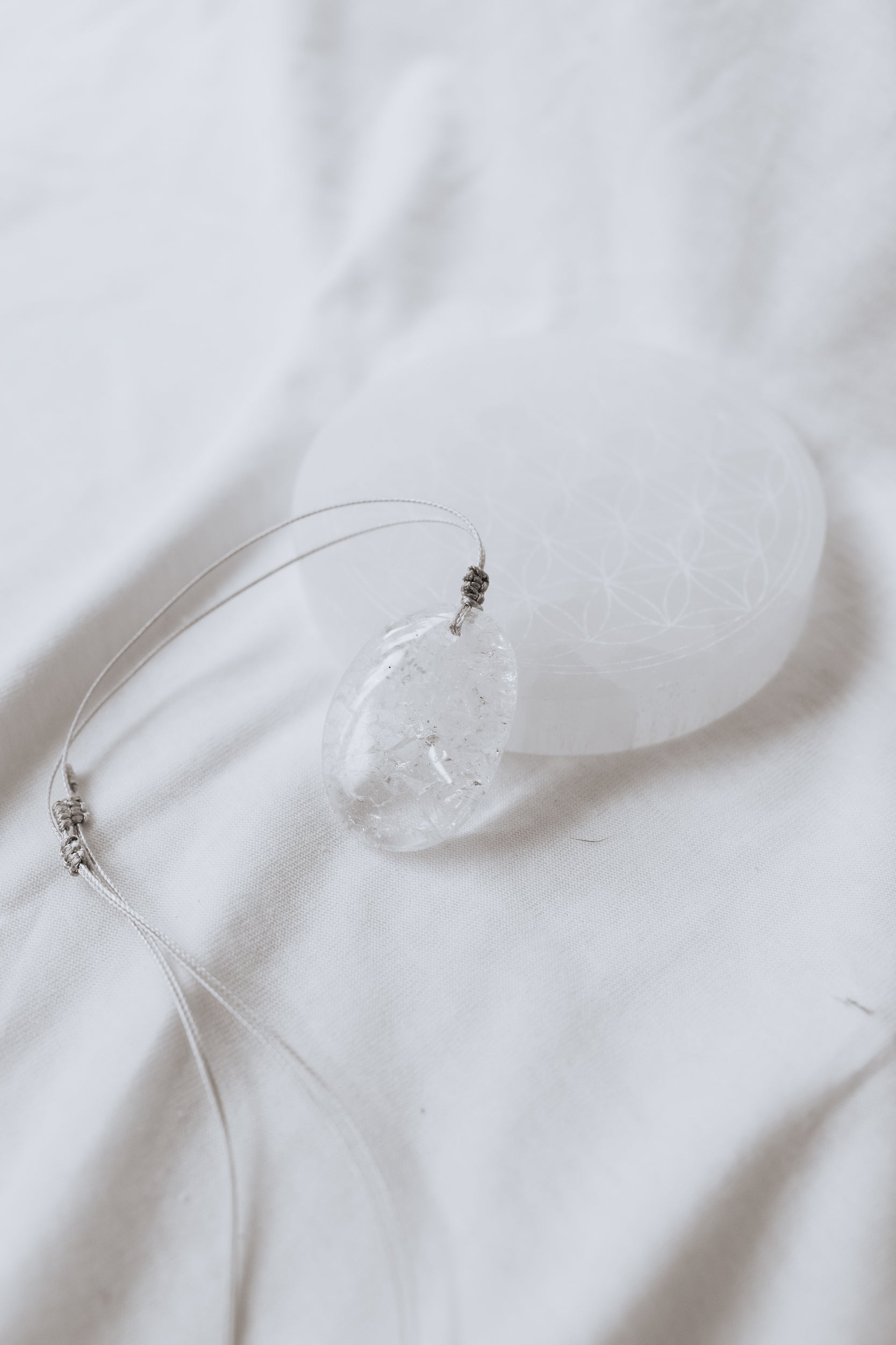 Crackle Quartz Crystal Pendant with adjustable cord |Transformation • Amplification • Resilience