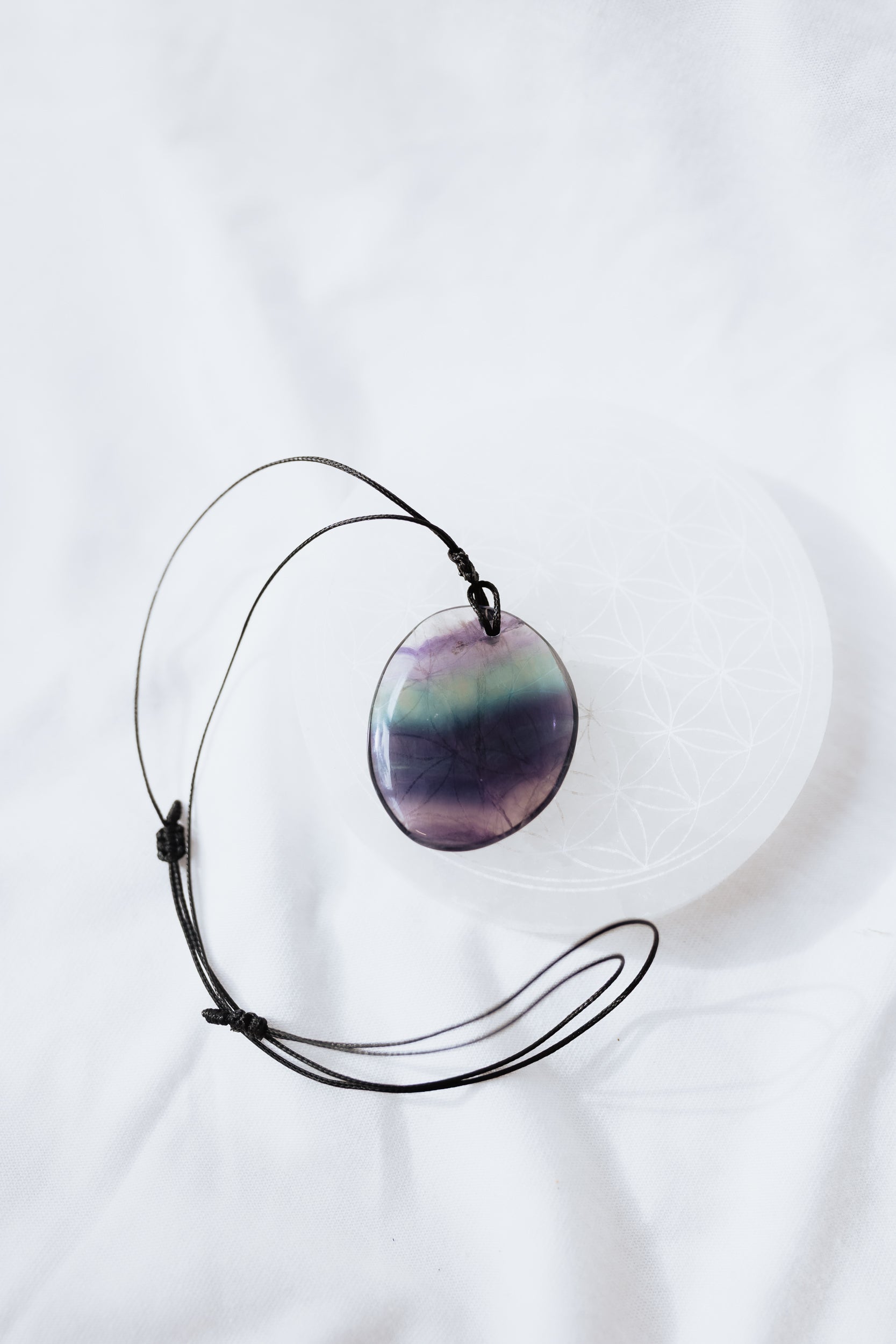 Rainbow Fluorite Crystal Pendant with adjustable cord | Clarity • Focus • Alignment
