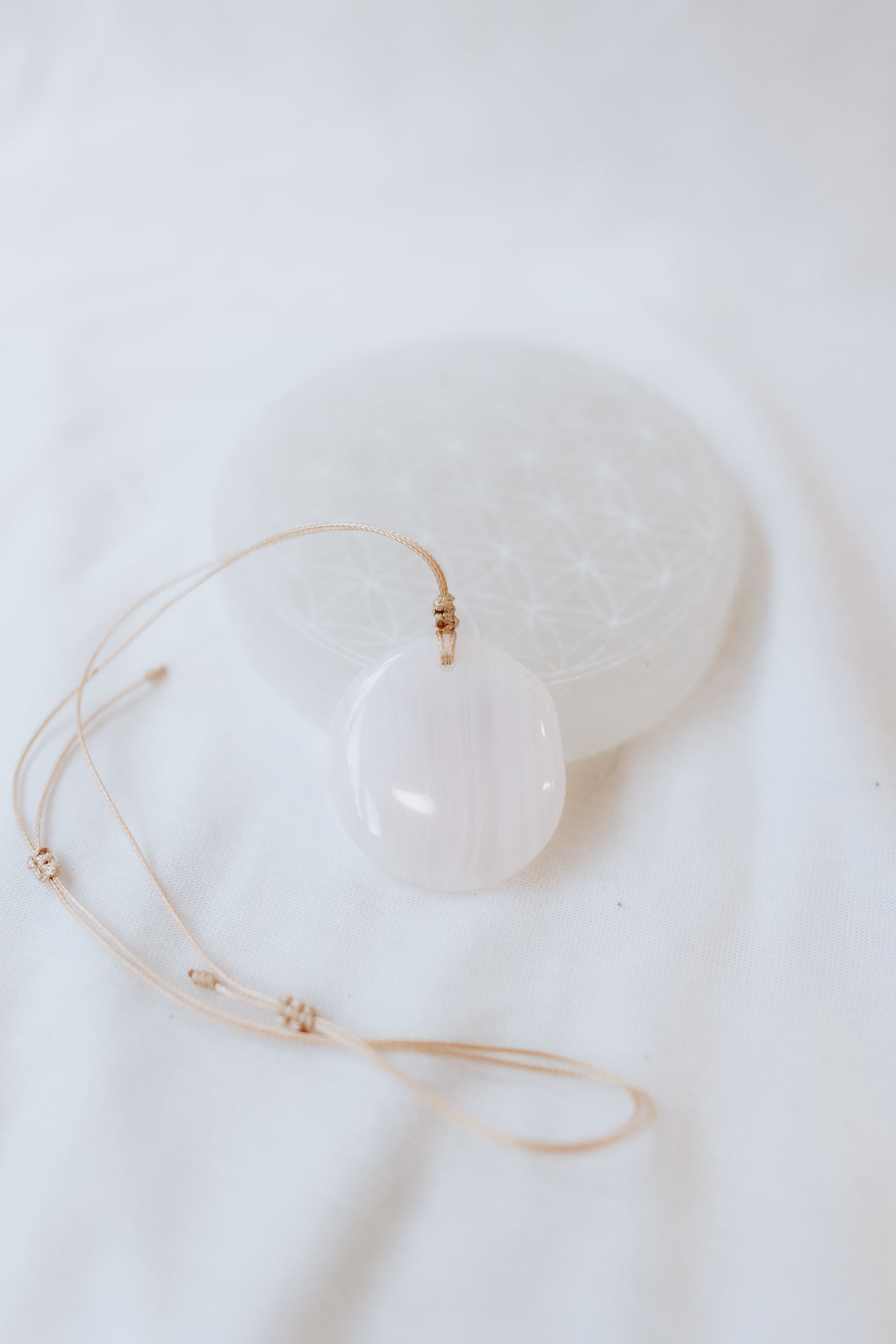 Mangano Calcite Crystal Pendant | Compassion • Healing • Nurturing