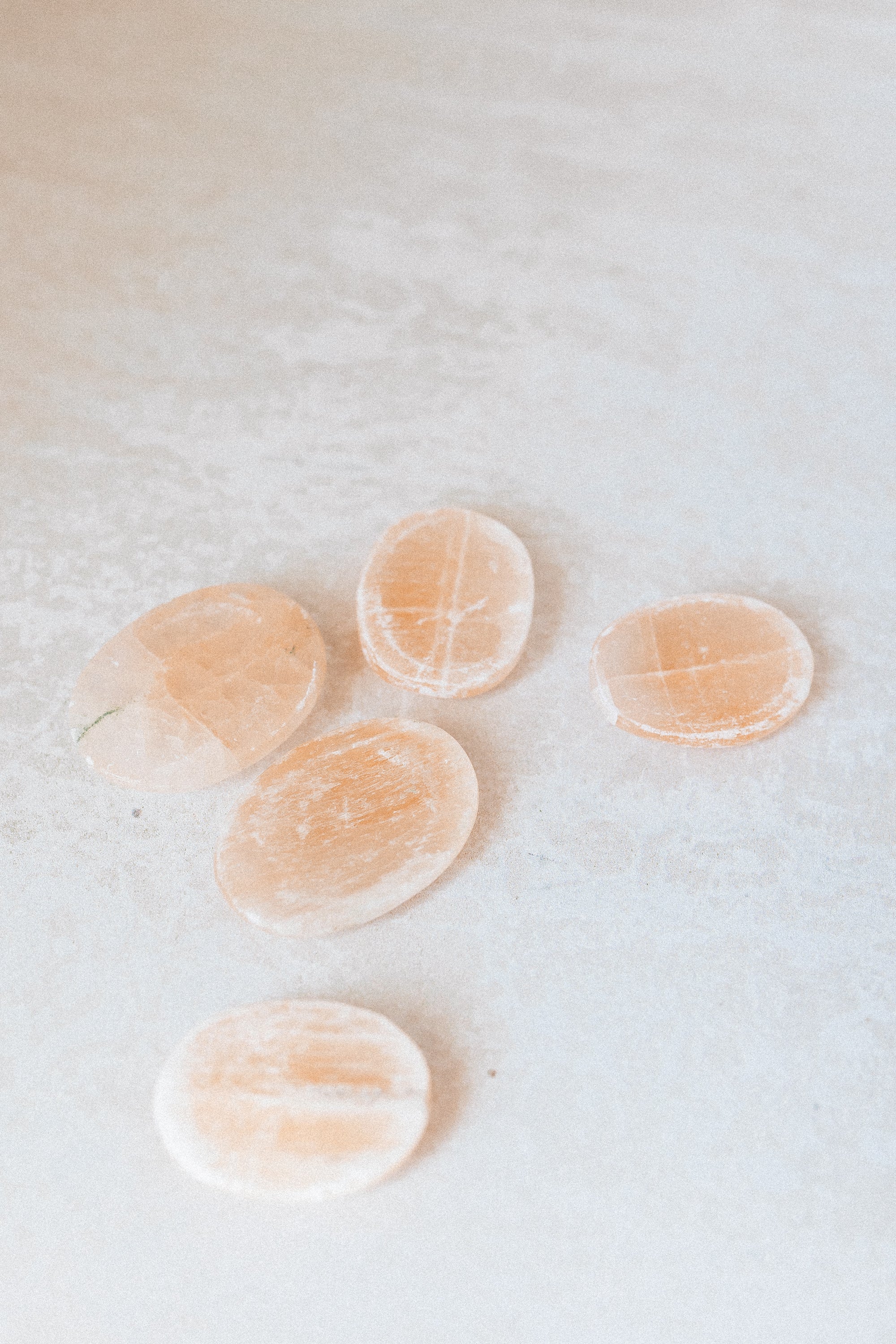Orange Selenite Crystal Worry Stone | The Stone of Cleansing, Creativity & Sacred Vitality