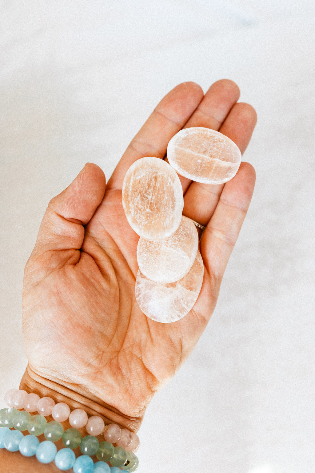 Orange Selenite Crystal Worry Stone | The Stone of Cleansing, Creativity & Sacred Vitality