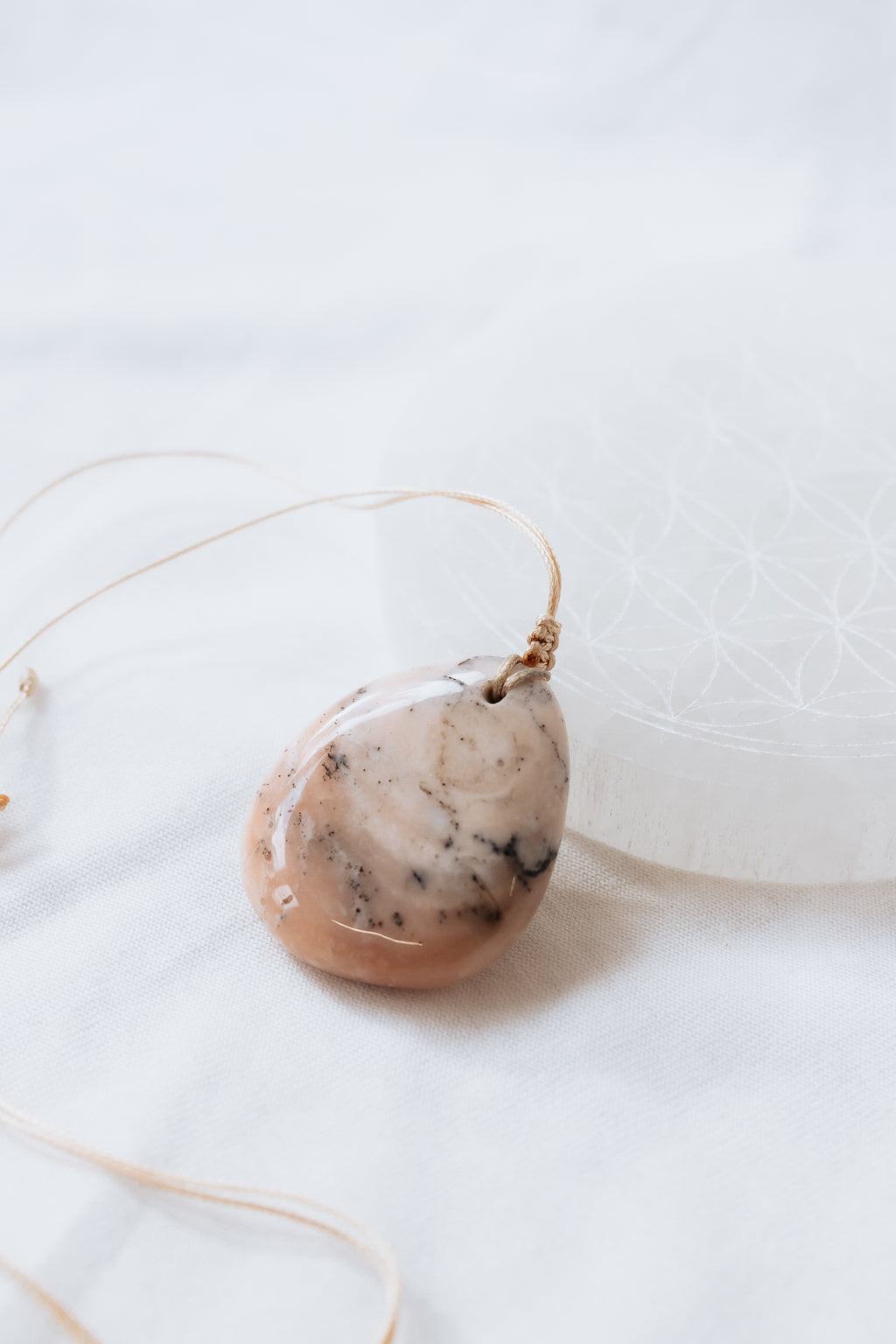 Pink Opal Crystal pendant on adjustable cord | Love • Emotional Healing • Compassion