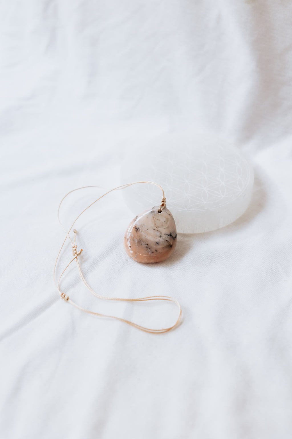 Pink Opal Crystal pendant on adjustable cord | Love • Emotional Healing • Compassion
