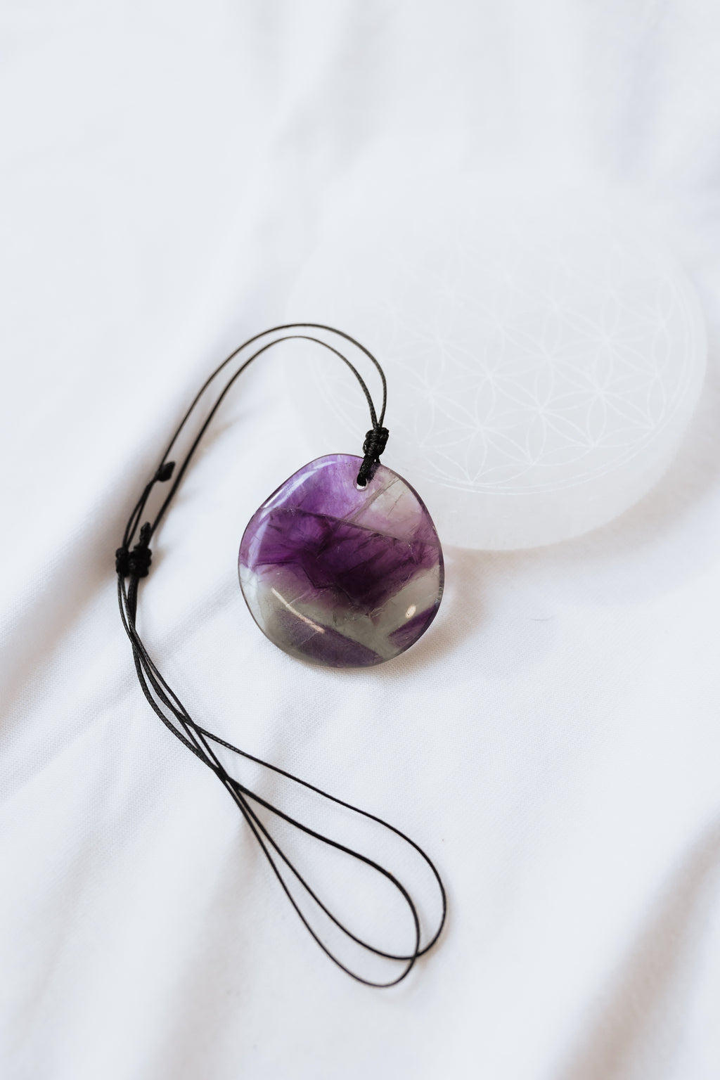Rainbow Fluorite Crystal Pendant #B with adjustable cord | Clarity • Focus • Alignment