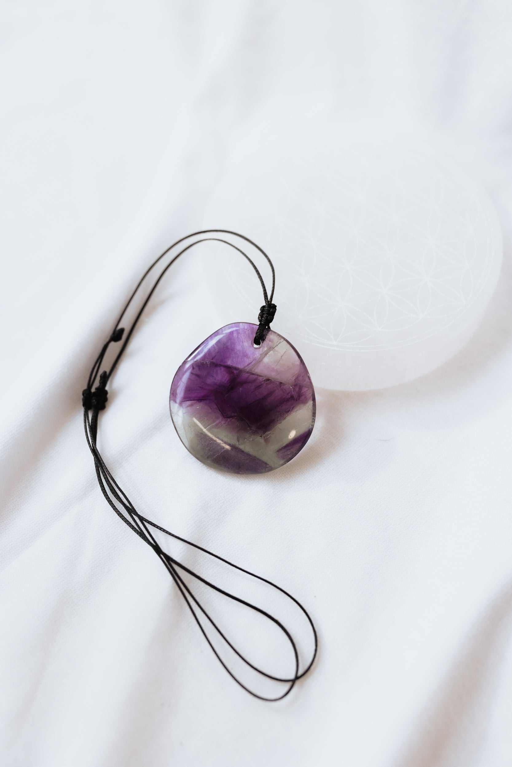 Rainbow Fluorite Crystal Pendant #B with adjustable cord | Clarity • Focus • Alignment