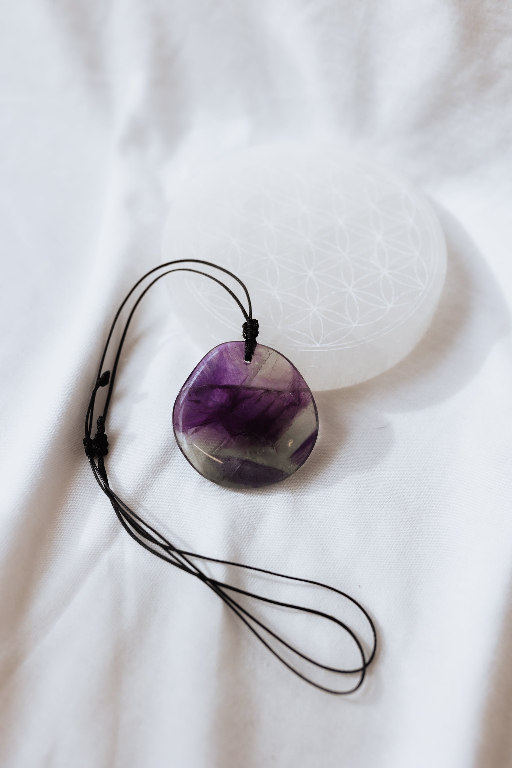 Rainbow Fluorite Crystal Pendant #B with adjustable cord | Clarity • Focus • Alignment