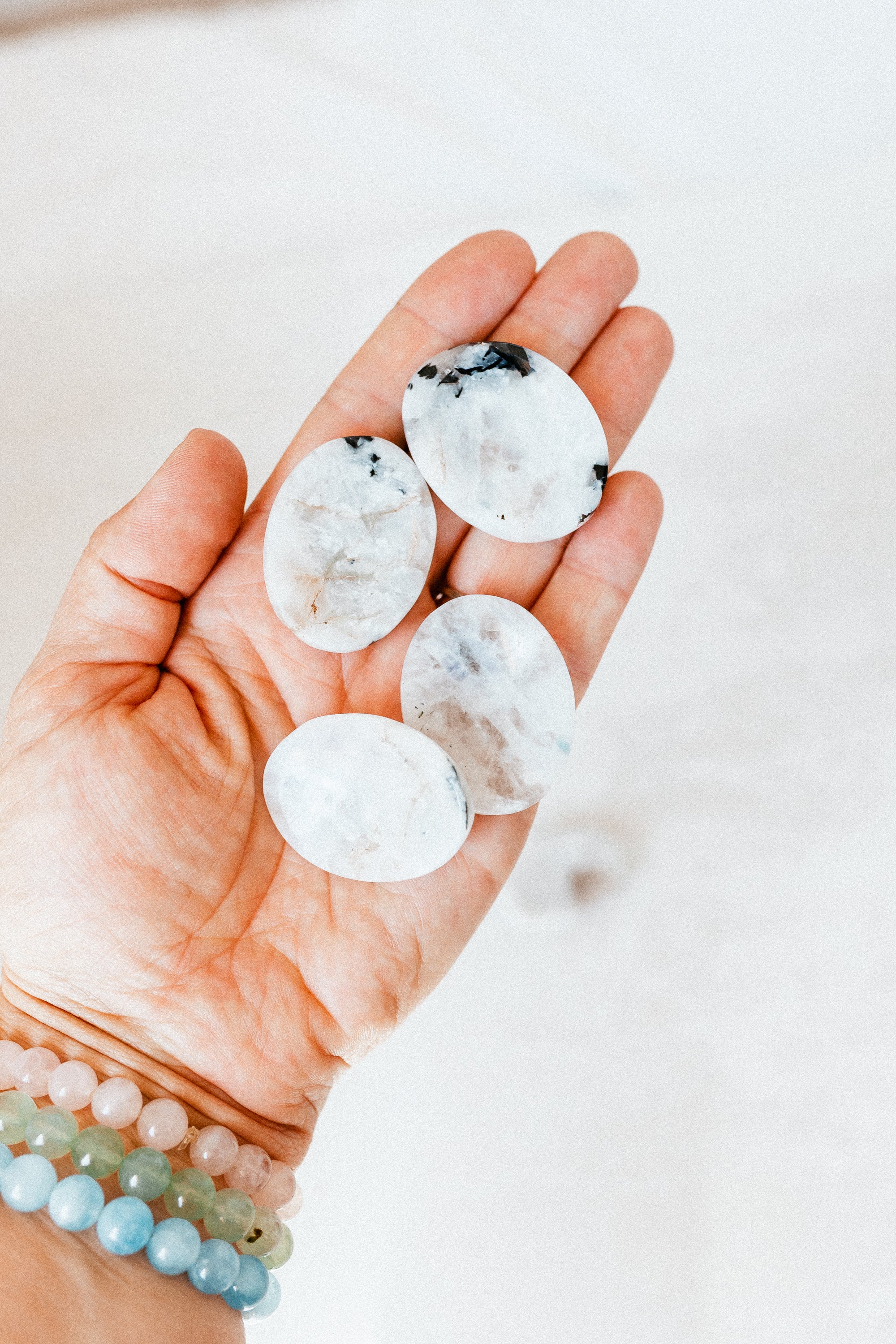 Rainbow Moonstone Crystal Worry Stone | The Stone of Divine Feminine Flow & Intuitive Alignment