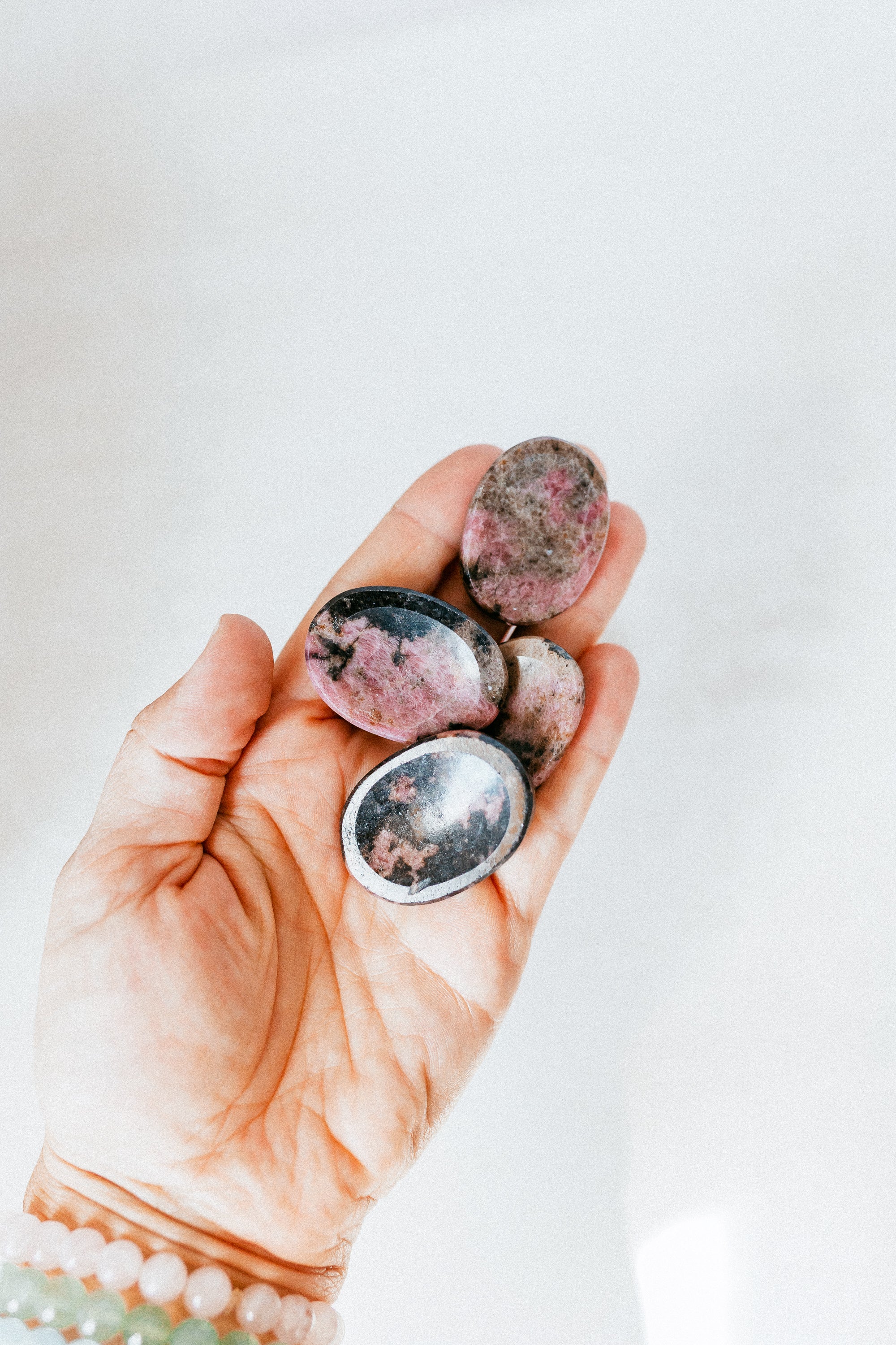 Rhodonite Crystal Worry Stone | The Stone of Heart Healing & Compassionate Strength