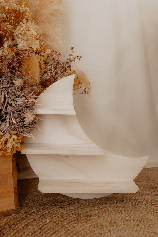 Crescent Moon Wooden Shelf - Ex Shop Display