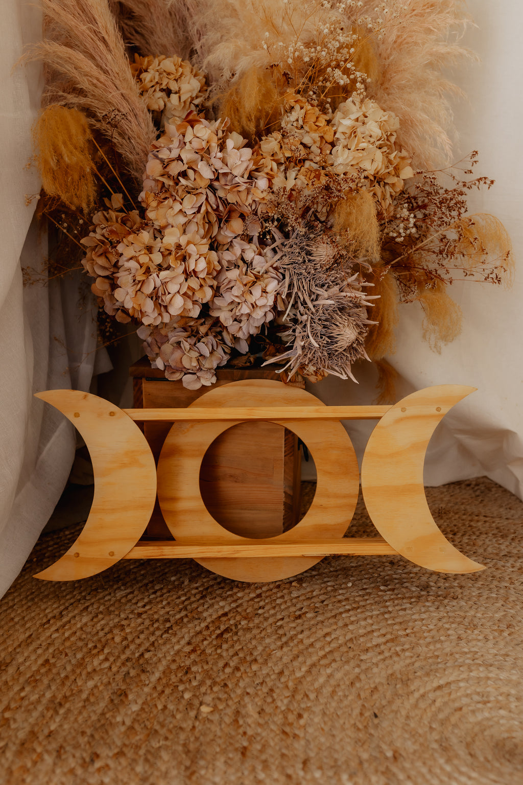 Triple Moon Wooden Shelf - Ex Shop Display