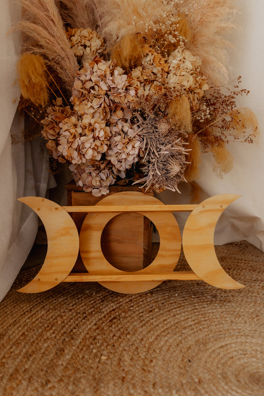 Triple Moon Wooden Shelf - Ex Shop Display