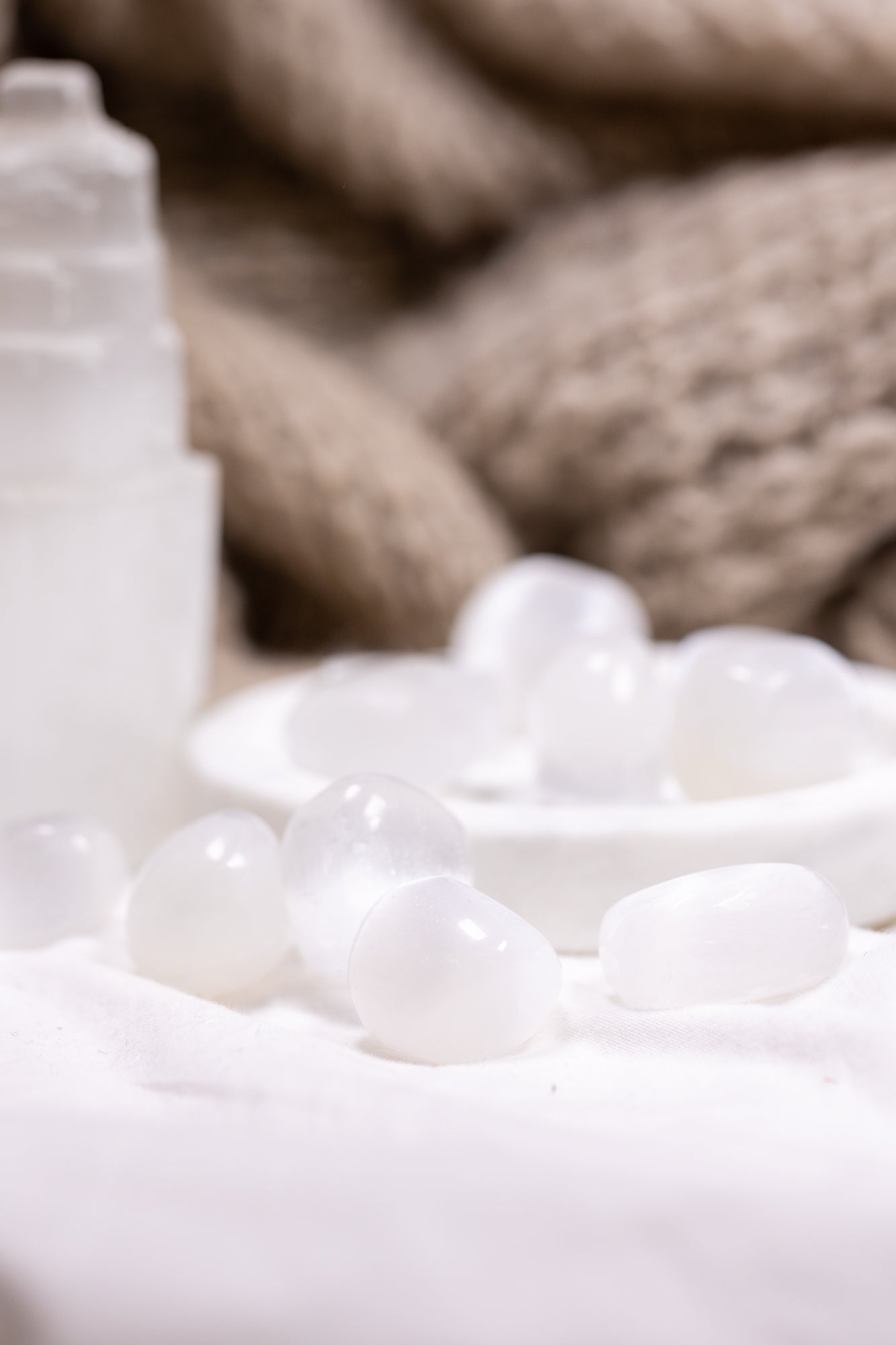 Selenite Crystal Tumble Stone - Knight Inspired